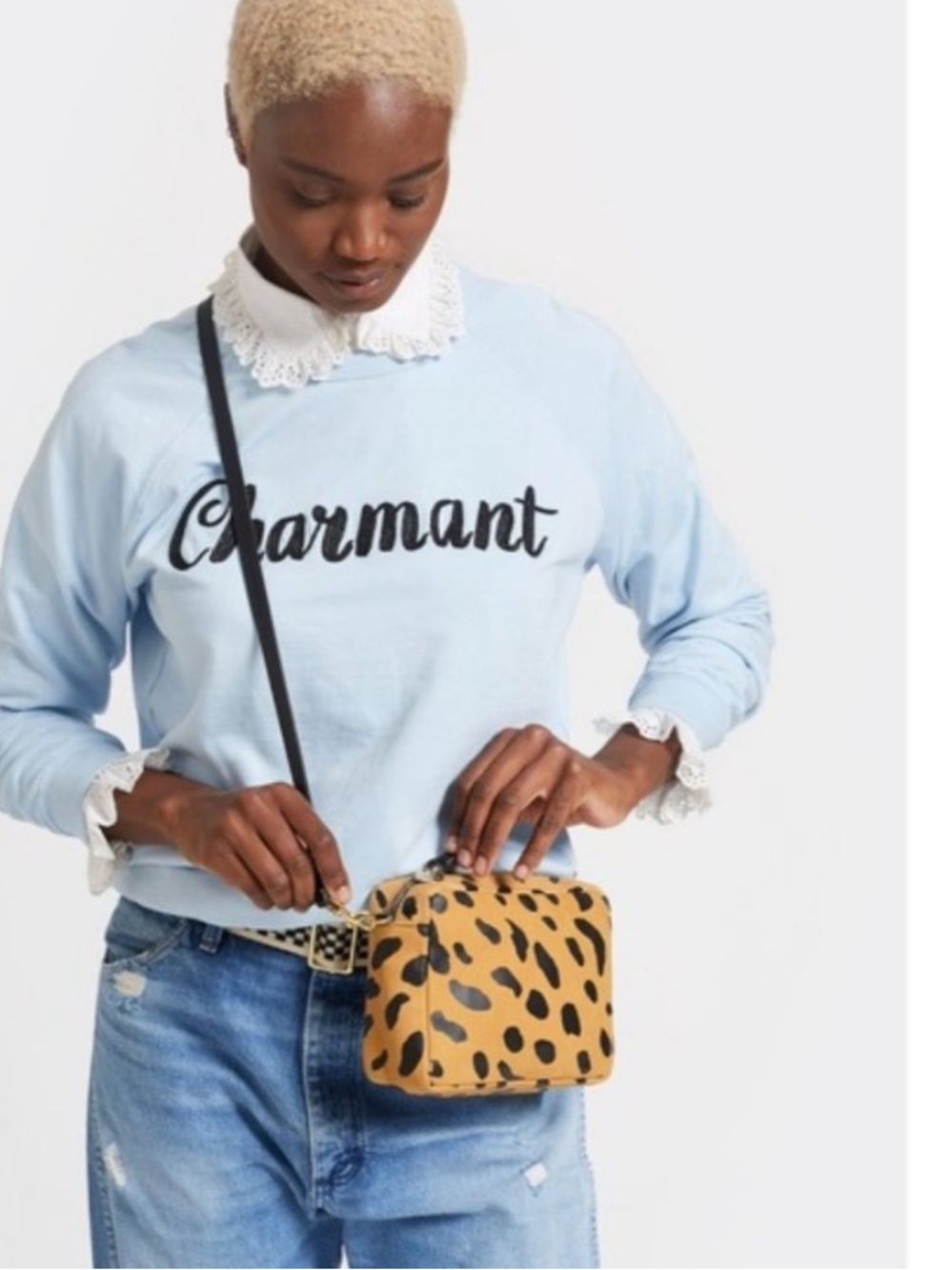 Clare V. Midi Sac Crossbody Bag Jaguar Leopard